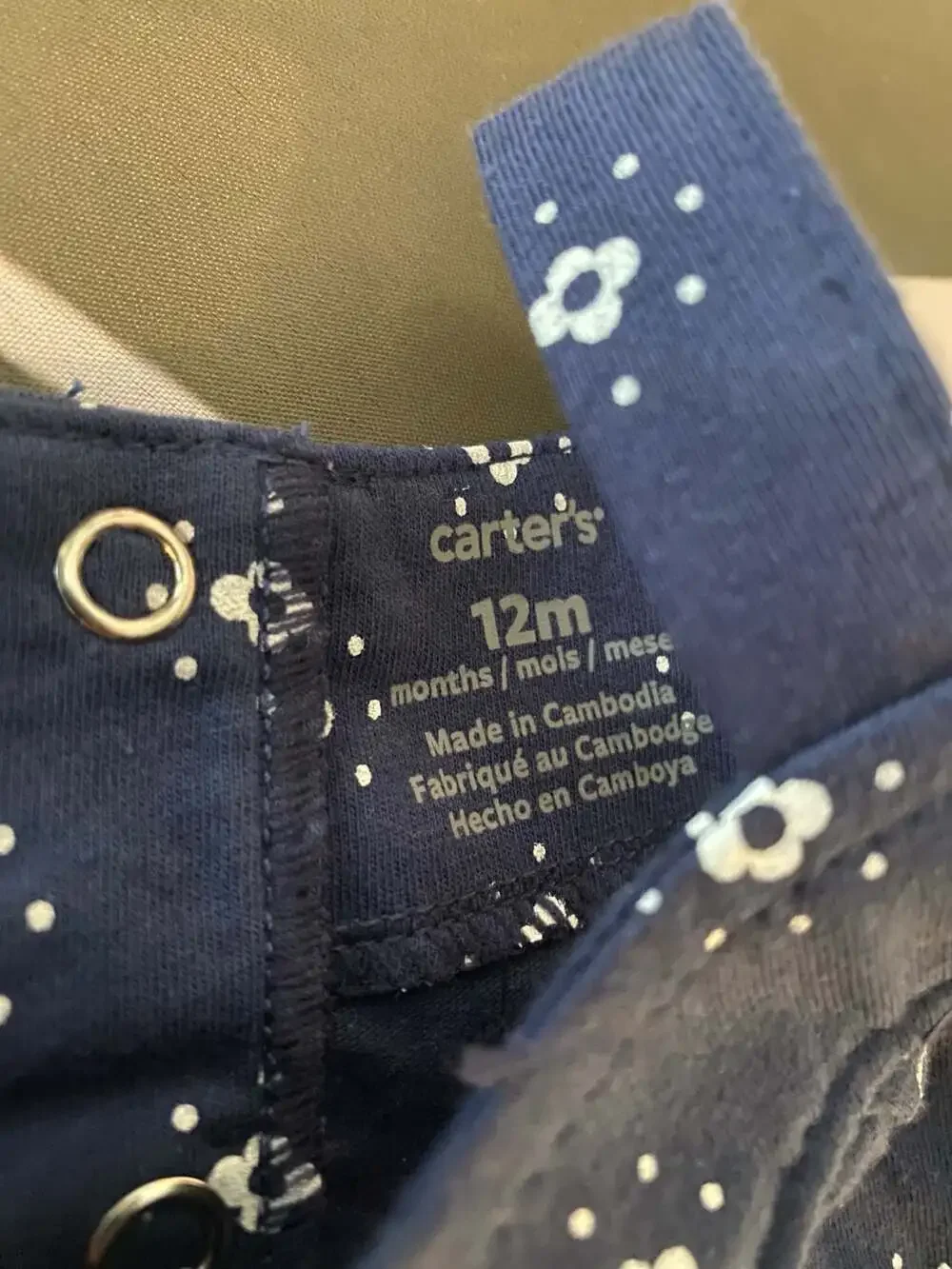 Carter's 12M Baby Girls' 2-Piece Floral Dress and Navy Romper Set